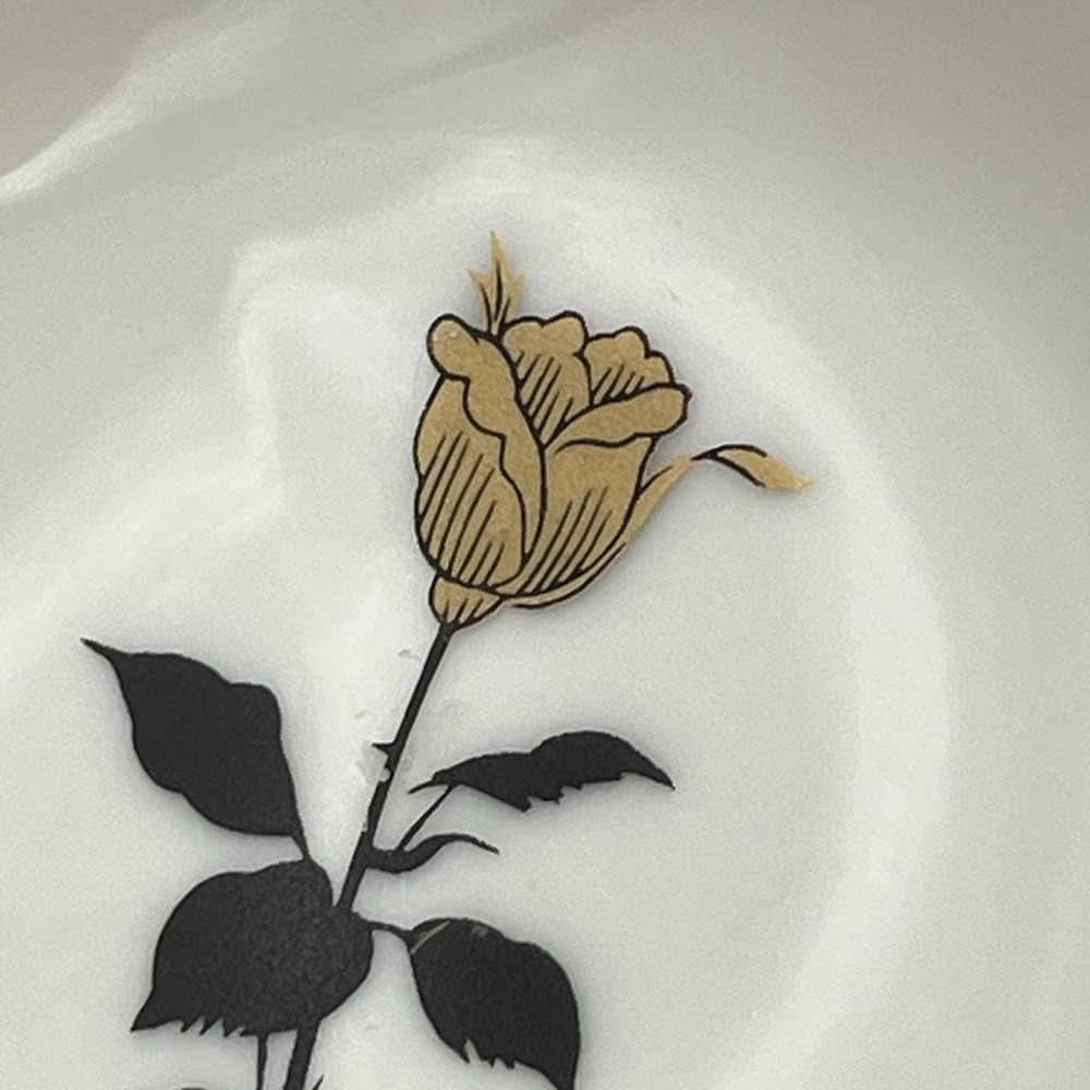 Vintage Lefton Butter Pat Dish Gold Rose Trim Nostalgic Collectible Hand Painted